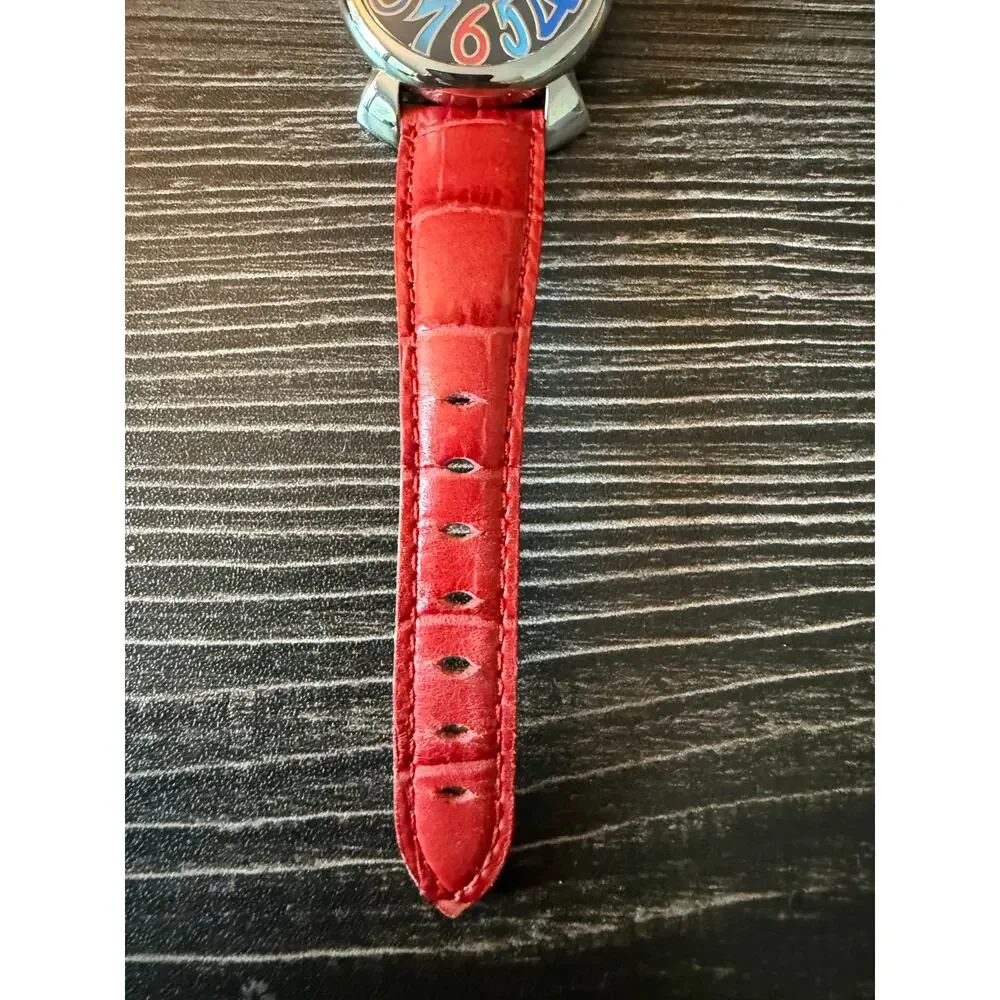 GaGa MILANO Quartz Red Leather Strap Manuale 40mm 5020.2 Black Dial
